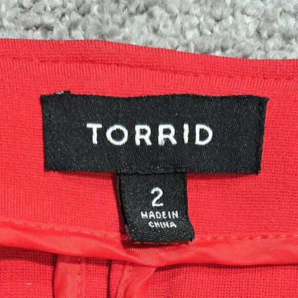 Torrid Red Ponte Knit Collarless Peplum Back Hem Jacket Office Preppy - Picture 5 of 9